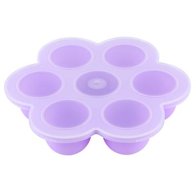 Innovative Flower‑Shape 7‑Hole Silicone Ice Mold Tray Container with Cover Kitchen Utensils(Purple )