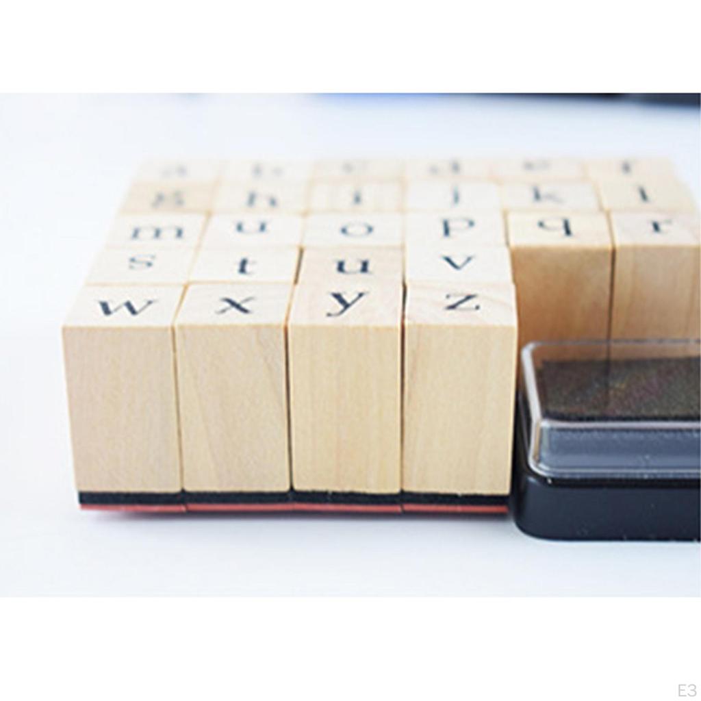 1 Set Wooden Rubber Stamps Decorative Stationery Rustic Letters Alphabets Stamp for Card Making