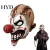 Creepy Haunted House Costume Halloween Clown Mask, Realistic Latex Horror Scary Mask with Escape Room Decorations Red Nose for Cosplay Parties Events