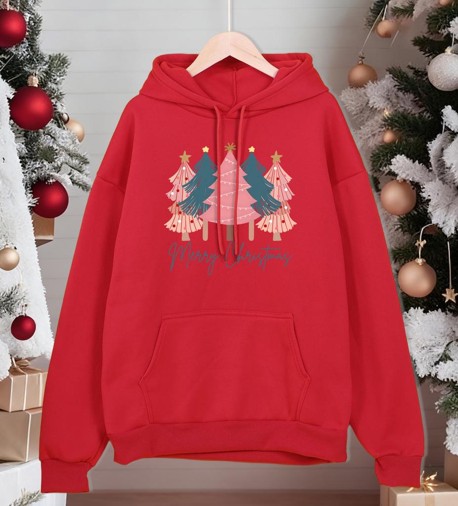 Merry Christmas Beautiful Trees Print Man Hoody Multicolor Pocket Hoodies Casual Fleece Hoodie Comfortable Hip Hop Pullovers