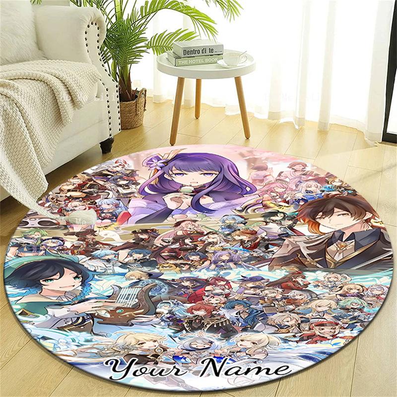 Personalized Genshin Impact Round Chair Office Rug - Perfect for Mat, Office Chair & More - Ideal Gift for Birthdays and Holidays