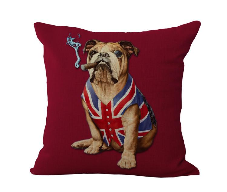 Cozy Cushion Cover American & British Flags Pet Dog Printed Personality Throw Pillow Case Home Decorative Pillows Square 45x45cm