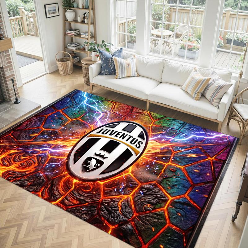 Juventus FC Design Crystal Velvet Carpet Cozy Non?Slip Printed Rug For Bedroom Living Room Entrance