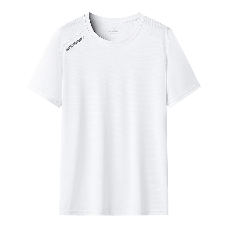 

Летняя футболка из ледяного шелка, большая, свободная и универсальная, с круглым вырезом, быстросохнущая, с коротким рукавом, парная тонкая футболка с коротким рукавом из ледяного шелка L белый