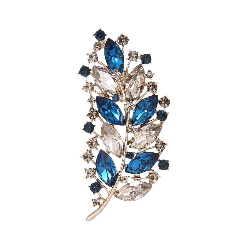 1PCS Vintage Crystal Leaf Style Brooches Crystal Plant Flower Brooches Costumes Badge Brooch Jewelry Women Clothing Coat Jewelry