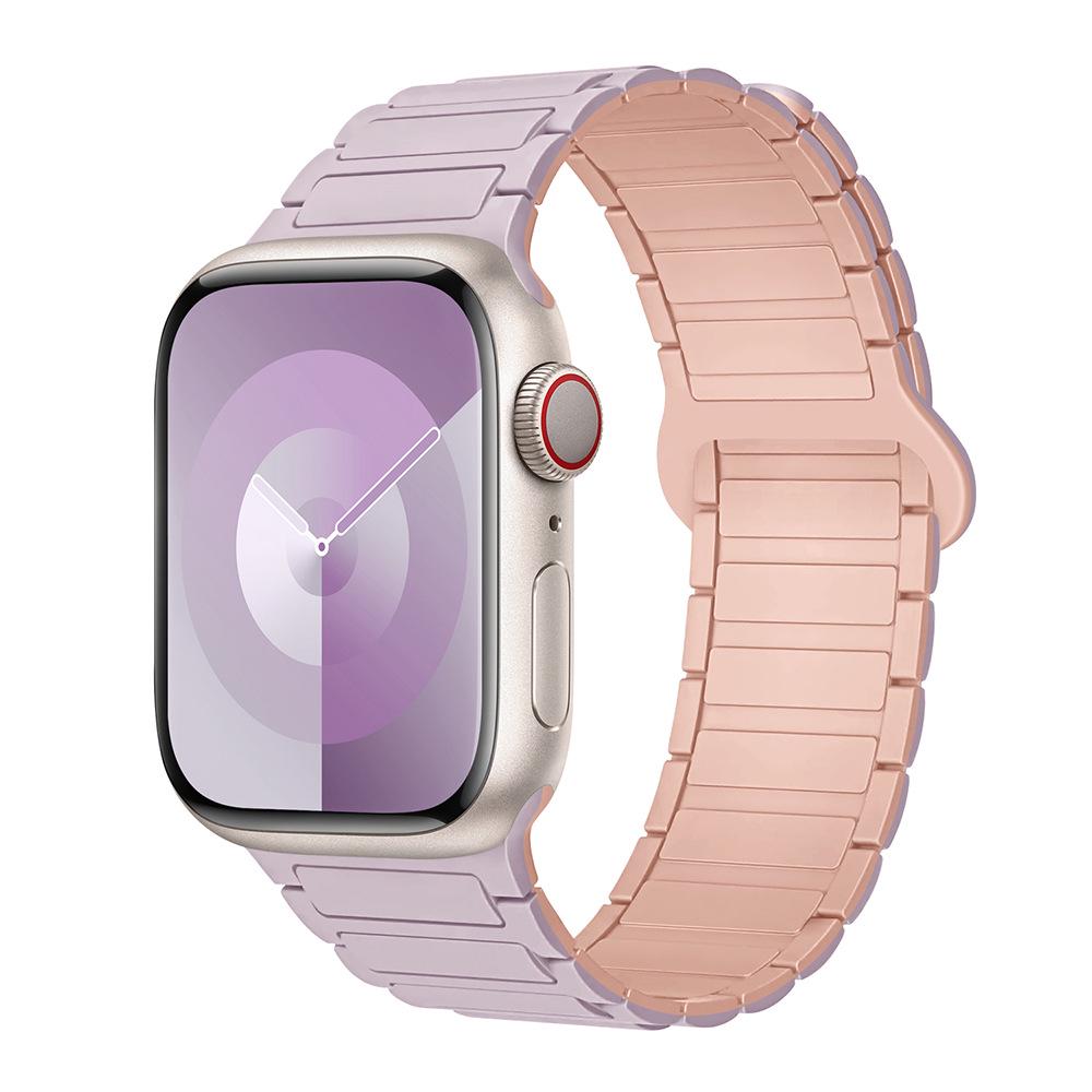 Compatible Silicone Magnetic Buckle Band for Apple Watch Series 1-11, Ultra 3, SE 3 Three-Bead Style