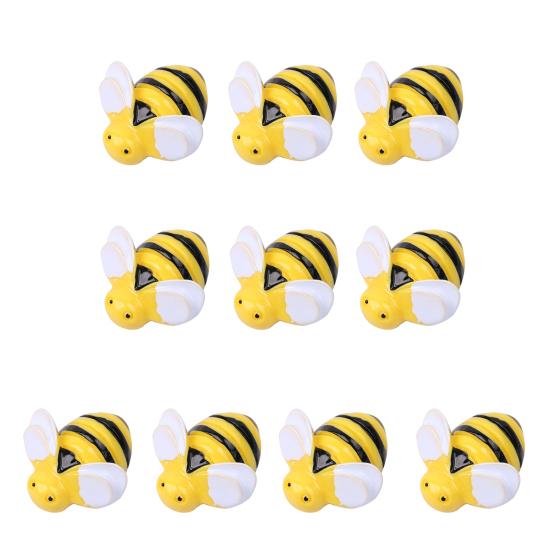 10Pcs Bee Shape Animals Mini Resin Decor Bright Color DIY Cartoon Exquisite Animals Miniature Crafts Accessories