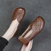 The first layer of cowhide new hollow women's single shoes retro flat heel soft sole non-slip one pedal breathable hole women cool