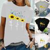 Comfortable Women Floral Daisy Printed Basic T-shirt Soft Material Ideal For Summer Outings