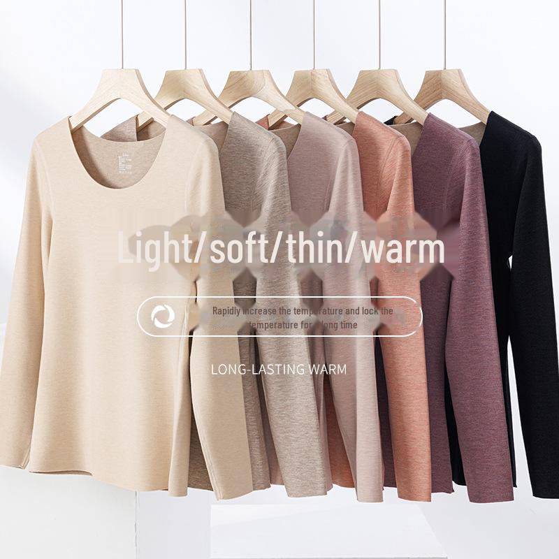 Women's Winter Velvet Silk Thermal Tops - Seamless, Thickened Cashmere for Autumn Warmth