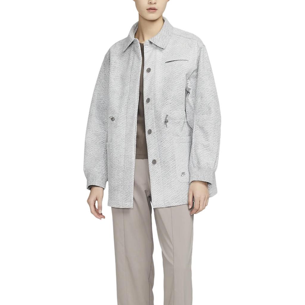 Nike Forward Mesh Collar Long Sleeve Jacket Women Outerwear Smoke-Grey DZ0749-077