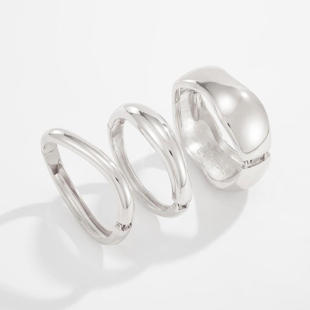 Zinc Zinc Zinc Alloy Simple Metal Bracelet Geometry Wide Side Bangle Personality Exaggerated Bracelet Daily