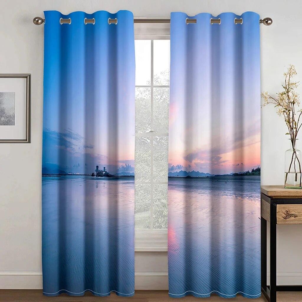 Coconut Tree Scenery Plážové zatemňovací závěsy do obývacího pokoje Ložnice Domácí dekorace Strom Velká scenérie pro vysoký stínící závěs