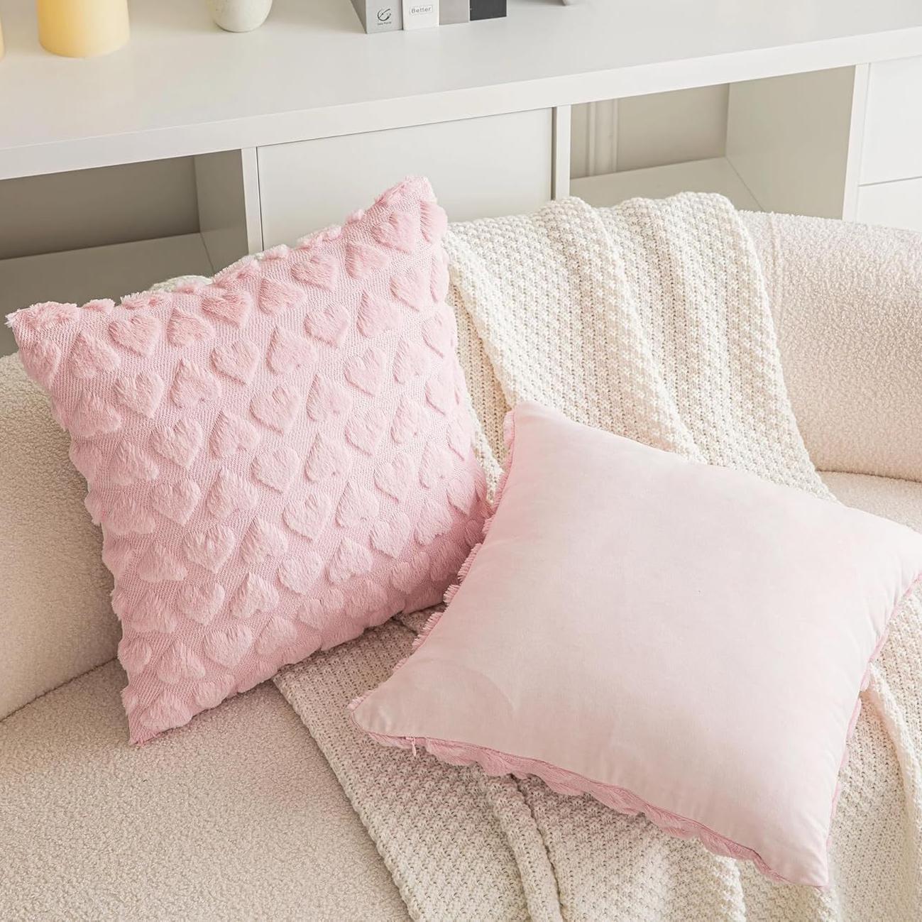 

Современный однотонный чехол для подушки Love Plush Throw, чехол для подушки ко Дню Святого Валентина, для дома, комнаты, спальни, гостиной, декора дивана 45X45cm（1pc） розовый