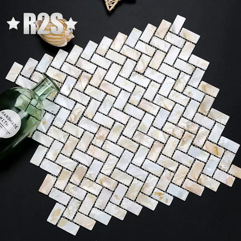 Shell Mosaic Tile Natural White Mother of Pearl Wall for Kitchen Backsplash Bathroom Tiles Decoration Crafts Materials