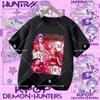 Polyester short-sleeved K-pop Demon Hunter girl cute sports shirt for children aged 1-12. Summer T-shirt. Casual top. Cartoon print