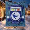 Cardiff City FC Pattern Blanket for Home Decoration, Bed, Sofa, Car Travel, Camping, Suitable for All Seasons, Birthday Christmas Gift