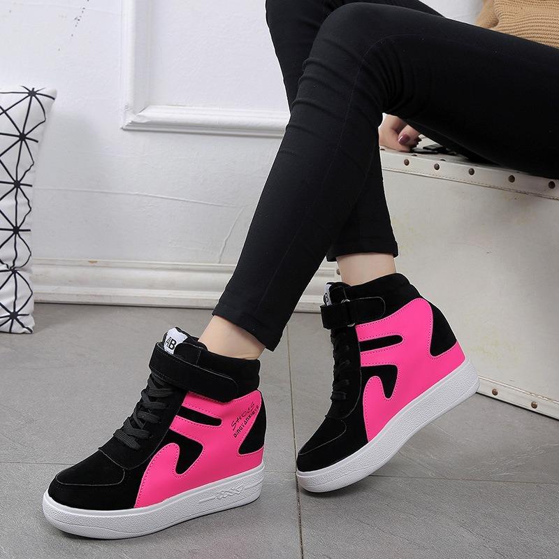 Fashion Baskets Rouges À L'offre Elles Compensées Pour Femmes, Chaussures Montantes Noires, 2024