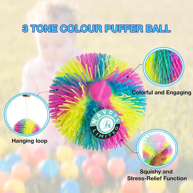 

Радужный сенсорный мячик-пушок – 22 см/8,5 игрушка для снятия стресса с колючей текстурой и эластичными нитями