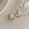 Imitation Pearl Earring For Women 2022 New Gold Colour Round Stud Earrings Christmas Gifts Irregular Design Unusual Earrings
