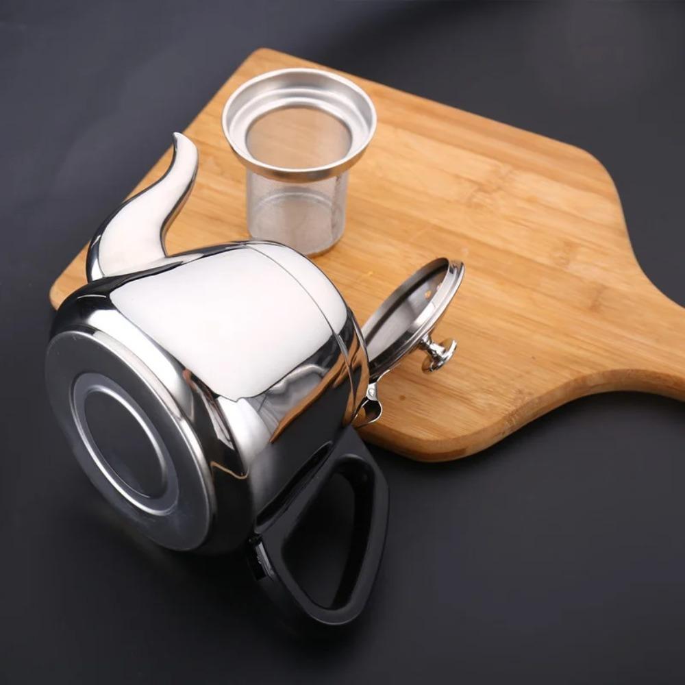 1.2L/1.5L Stainless Steel Teapot Coffee Pot Practical Modern Design Hot Water Teaware With Fine Filter To Brew Loose Leaf Tea