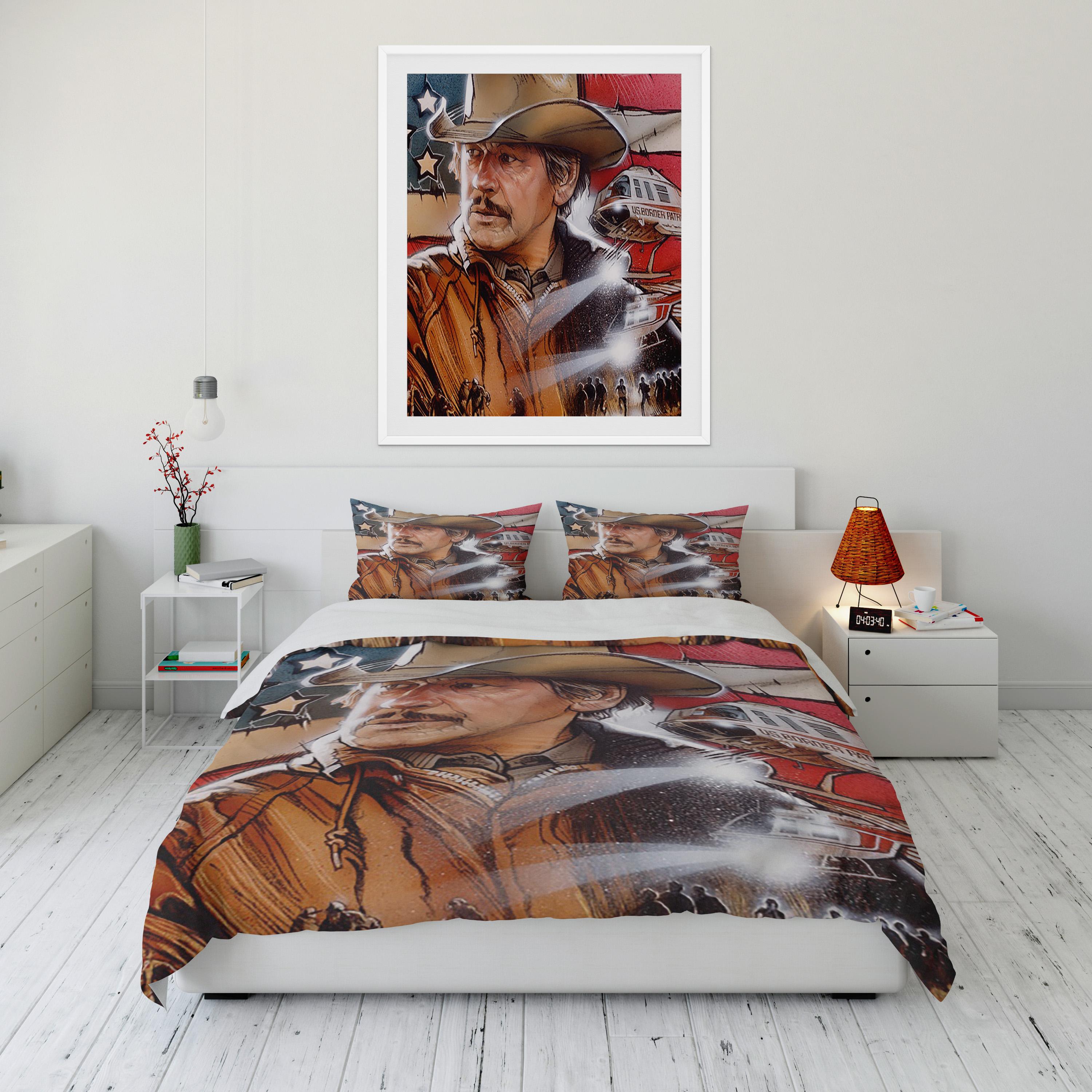 American Tough Guy Cartoon 3Piece King Size Twin Adult Bedding Collection Microfiber Or Polyester Western Cowboy Comforter Collection EU single(135x200cm)