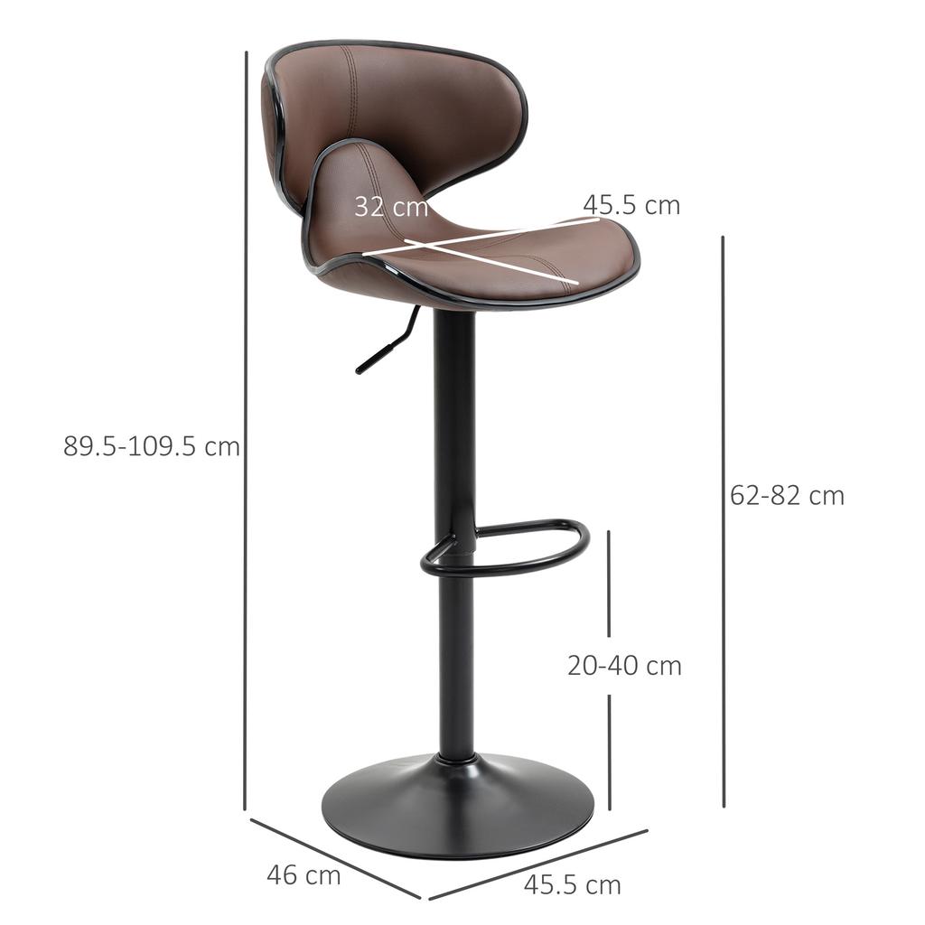 Adjustable Swivel Bar Stools Set Of 2 Barstools With Footrest And Backrest Steel Frame Gas Lift For Kitchen Counter