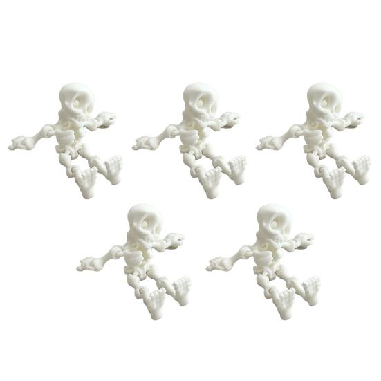 5Pcs/Set Human Skeleton Ornament Mini Halloween Skeleton Figurine with Movable Joints Poseable Articulated Skeleton Decoration