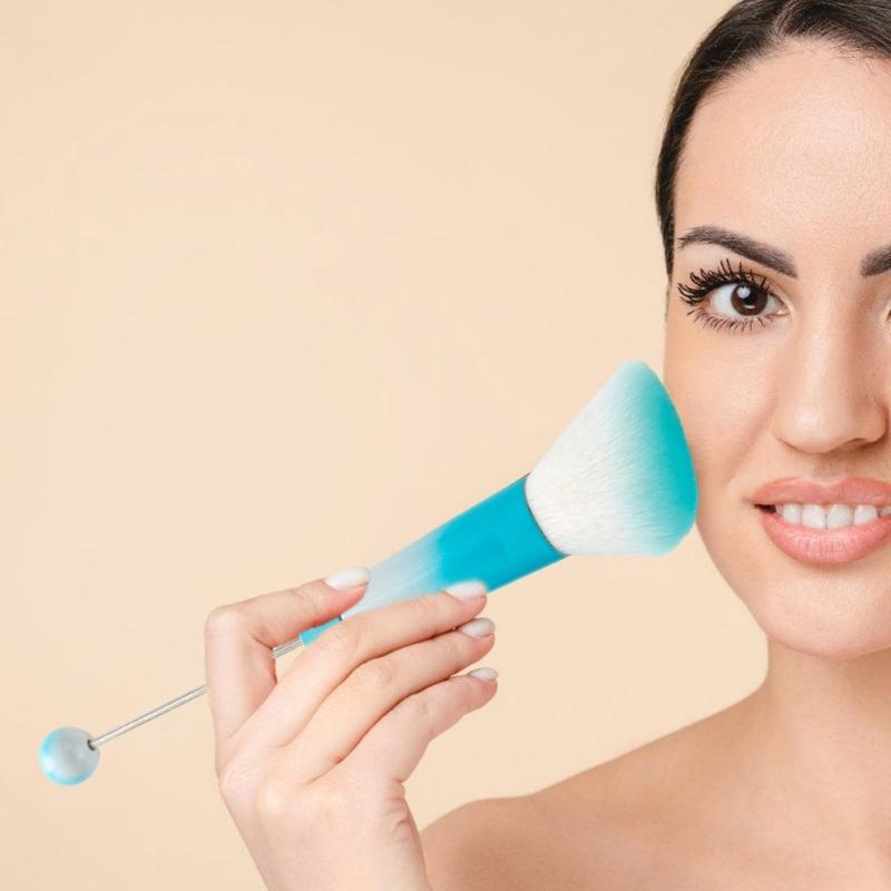 Beaded Makeup Brush Set Metal Handle Makeup Brushes Eyeshadow Brush Blush Brush Beadable Makeup Brushes for Makeup