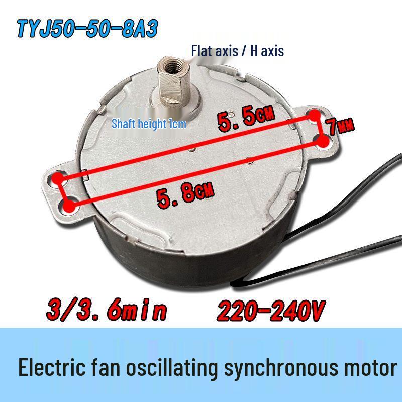 Kompatibilní s elektrickými, stolními, nástěnnými a sloupovými ventilátory: Oscilační synchronní motor s plochým ústím TYJ50-8A7 FZ10-15BR.