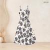 Women Plus Size Two Piece Set Long Sleeve Cropped Shrug Strappy Tie Waist Scarecrow Print White Long Dress