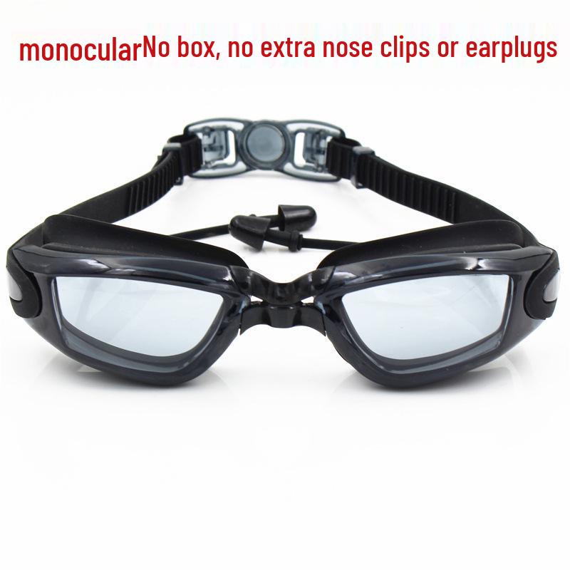 Anti-Fog HD Swim Goggles with Mirrored Lenses & Earplugs - Unisex, Large Frame, Waterproof