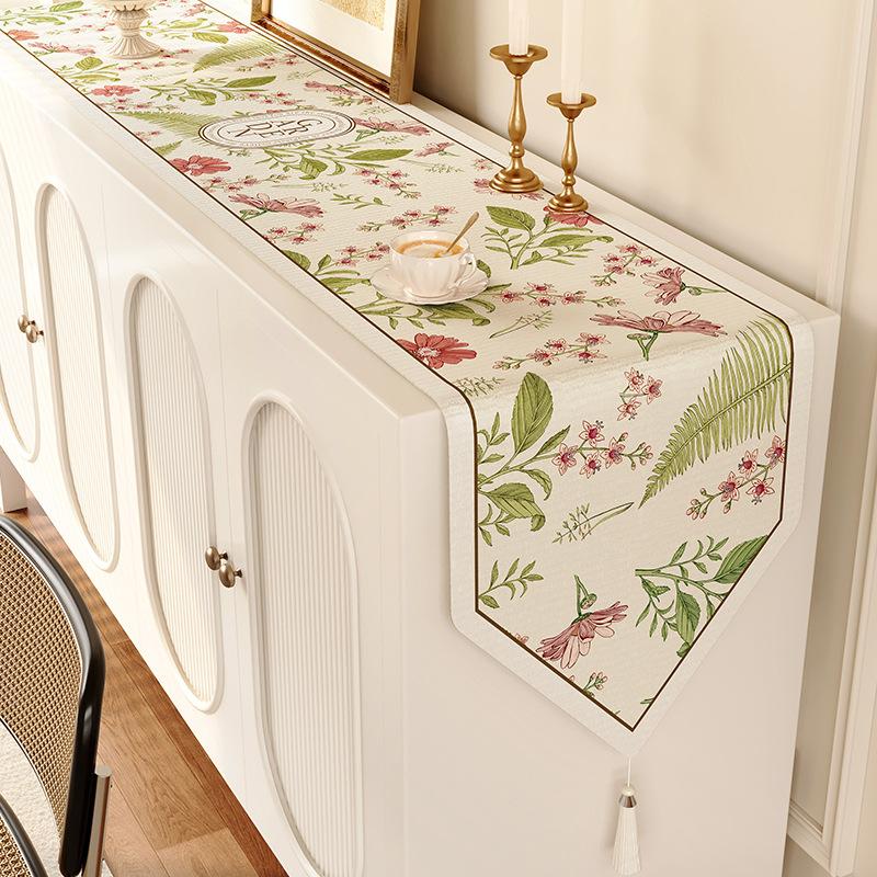 

1Pcs American Table Runner Side Cabinet Long Coffee Table Decor TV Cabinet Fabric Cover Shoe Cabinet Countertop Dining Mat Cloth 30x160cm