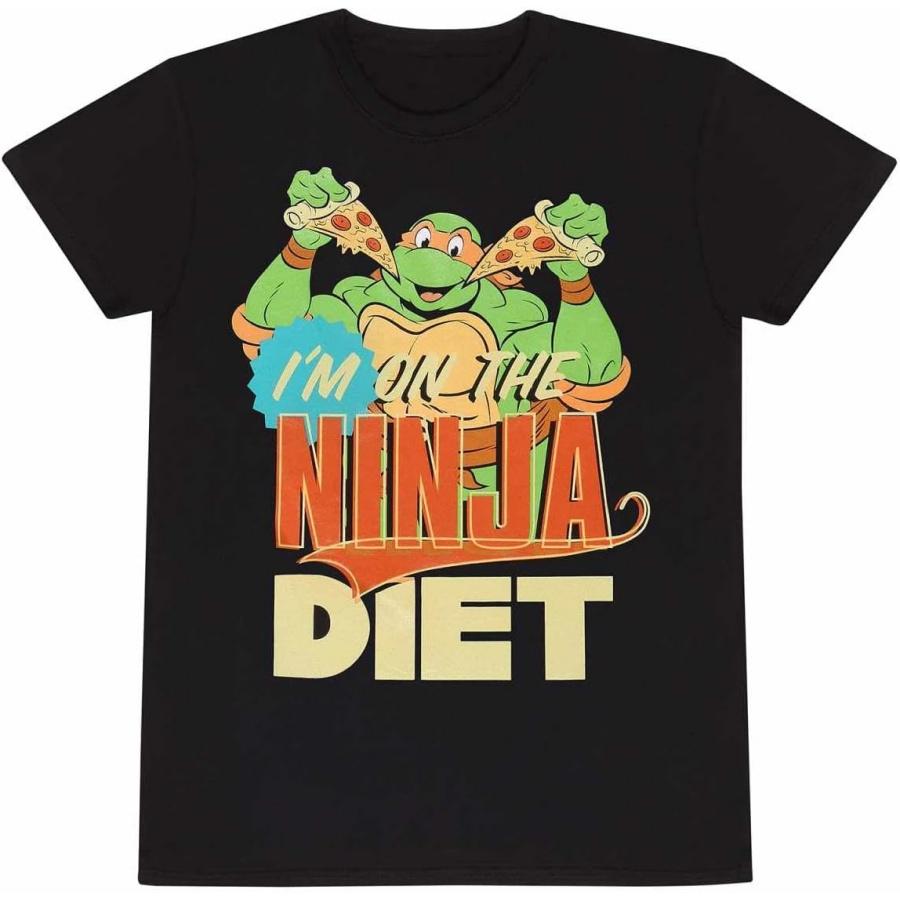 Черепашки-ниндзя Я на ниндзя-диете Мужская футболка Черная С принтом спереди Стандартная S