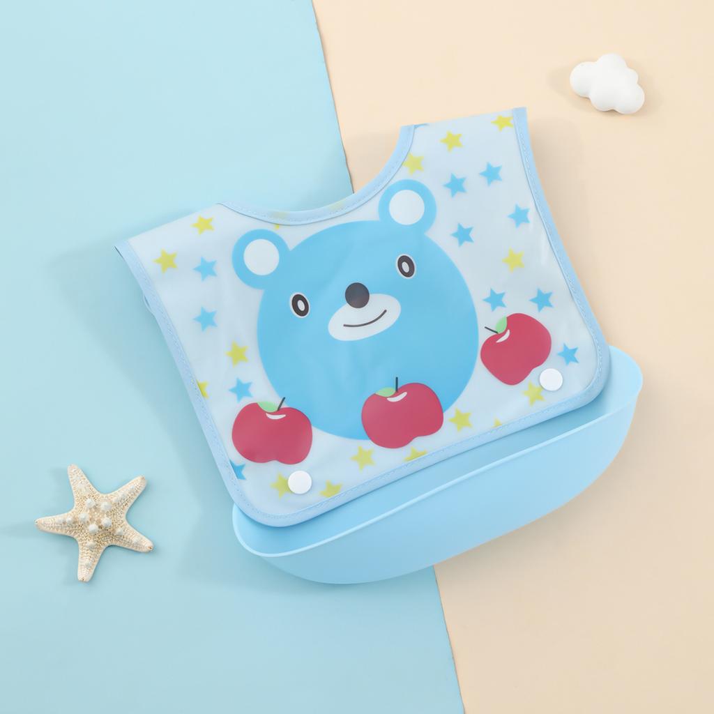 Baby food bib Baby waterproof bib three-dimensional detachable food food pocket Child child saliva pocket