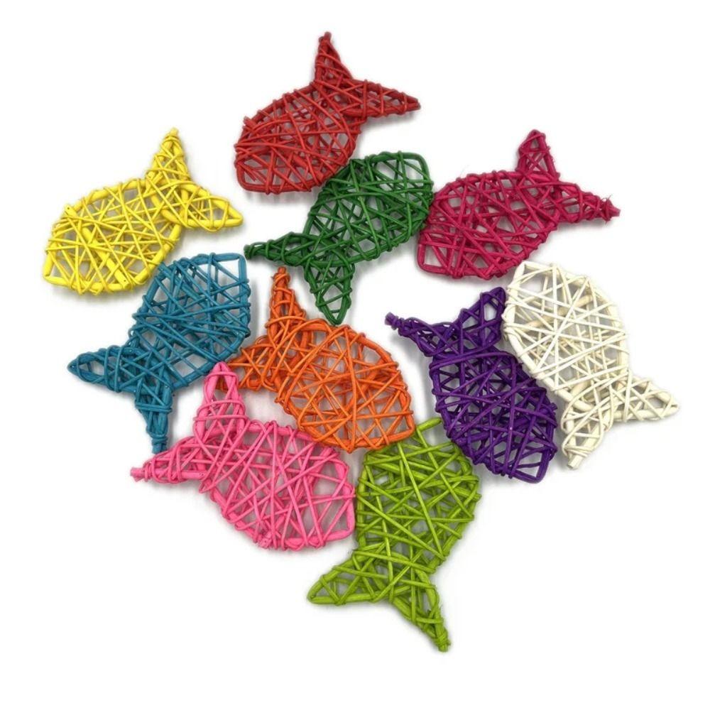 10PCS Multicolor Artificial Rattan Ball Heart Moon Fish DIY Accessories Christmas Balls Ball Star Xmas Tree Ornament Photo Props