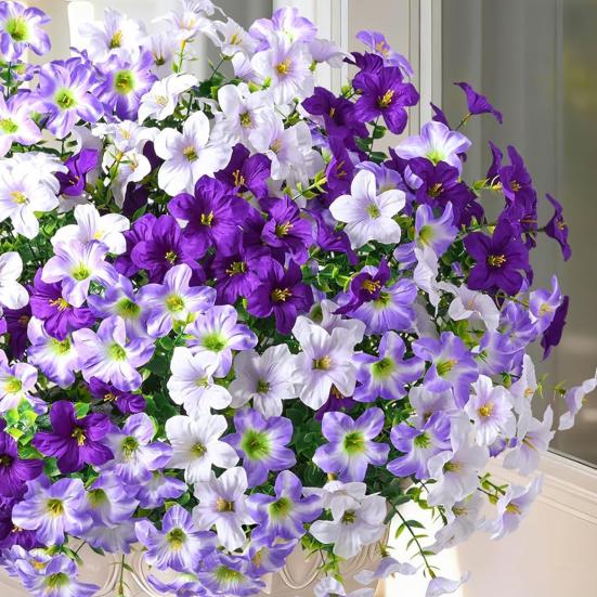 7 Stengels Kunstbloemen voor Buiten UV-bestendig Nep Zijde Ochtendglorie Realistische Nepplanten voor Veranda Terras Balkon Bloembak Tuin