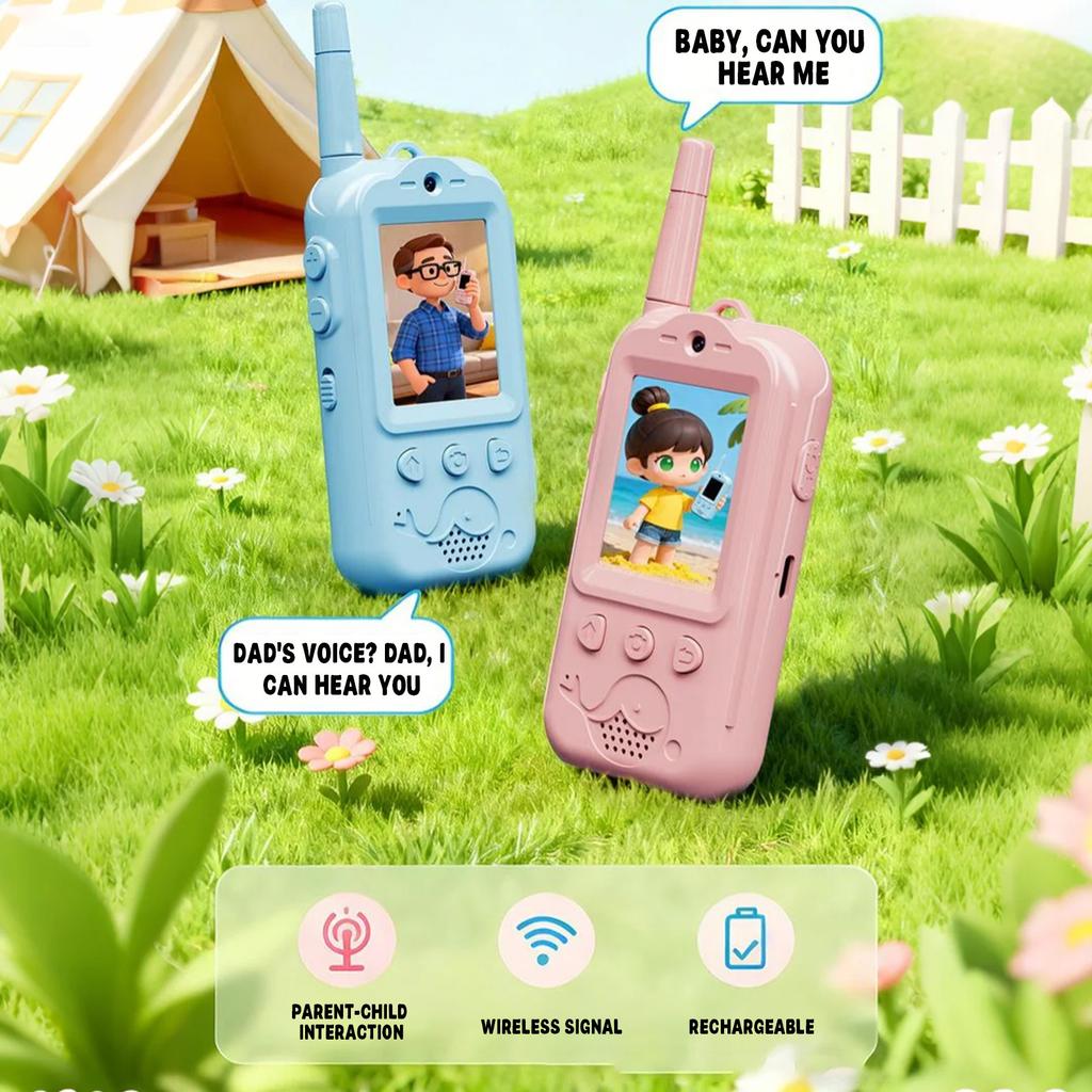 Video Walkie Talkies For Kids, 2 Pack Rechargeable Kids Video Walkie Talkies With Camera, Walkie Talkie For Indoor Outdoor Games, Camping