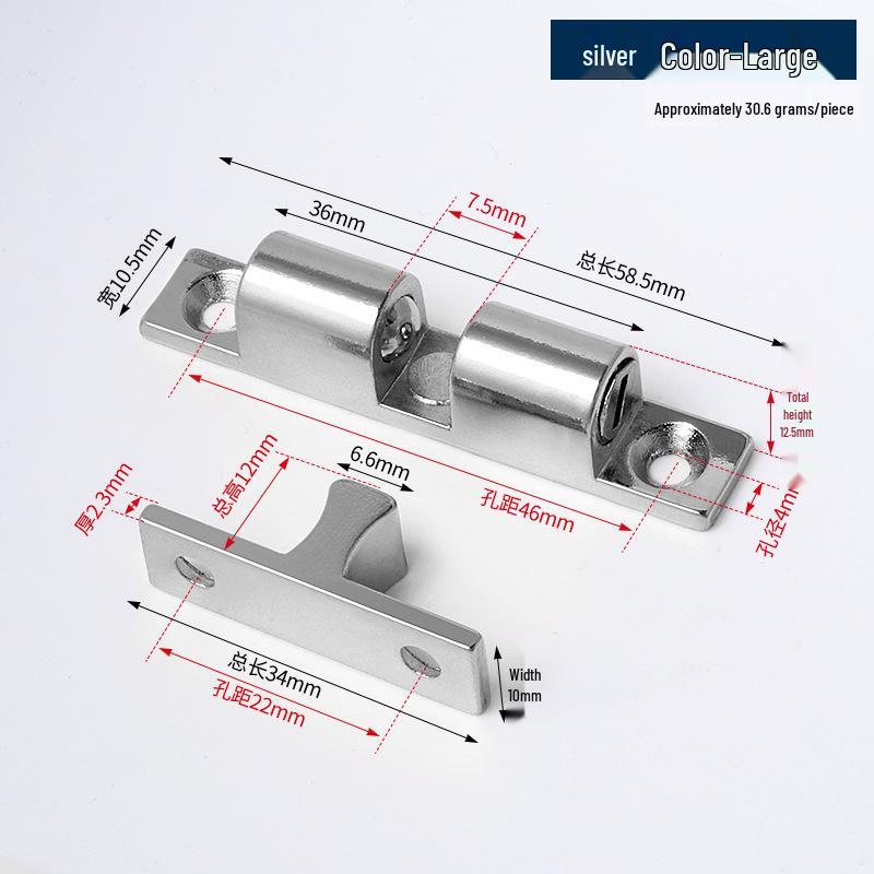 Zinc Alloy Magnetic Ball Catch Latch for Cabinet Doors - Silver
