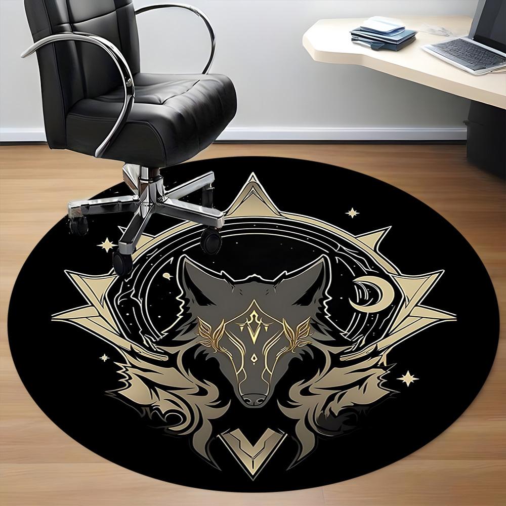 1pc Wolf Moon Office Round Area Rug, Under Office Chairs Bedroom Living Room Home Decor, Room Deco, Available in Various Sizes