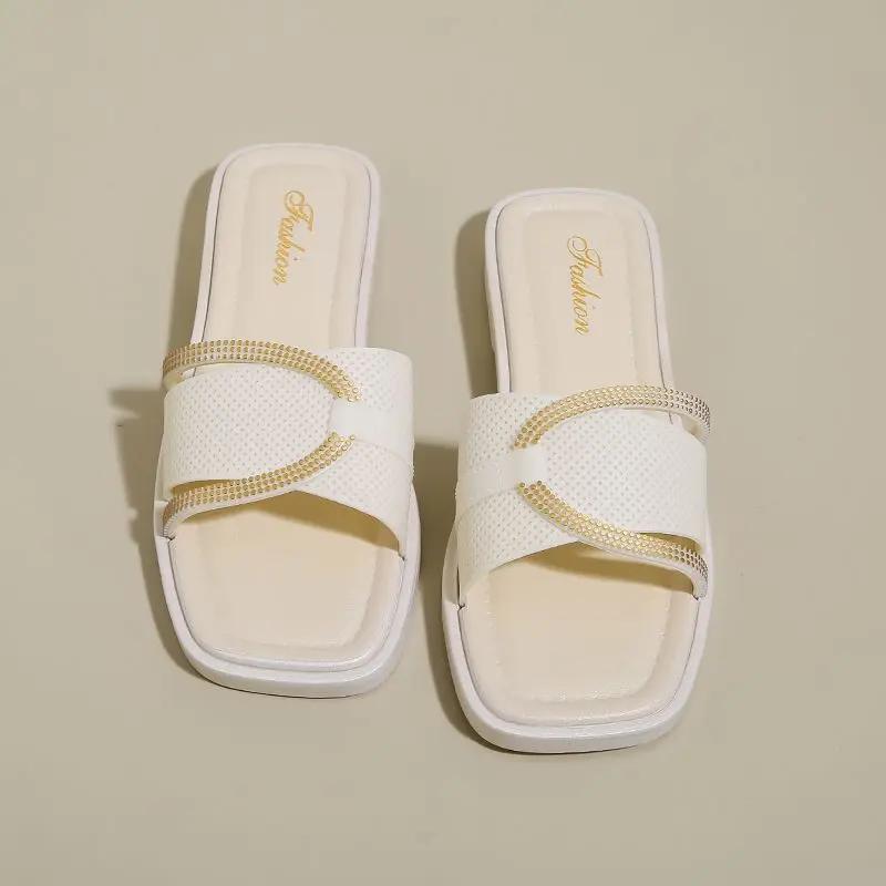 Fashion Flat Women's Slippers and Ladies Sandals On Beach Elegant Shoes Fashionable 39 Chic Shoe Offer High Quality Summer Slides Sale