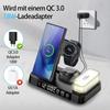 Removable LED 6 In 1 Wireless Charger Dock Alarm Clock for Samsung S25 S24 S23 Galaxy Watch 7 6 5 4 3 Buds Pro 3/2 Fast Charging