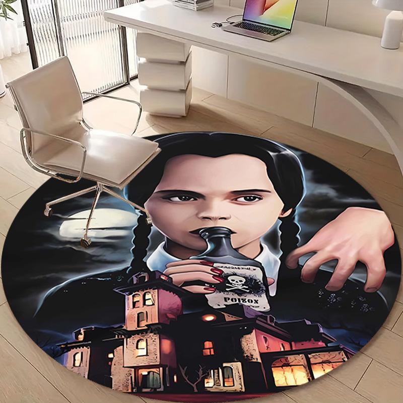 1pc Addams Family Wednesday1 Design Printed Area Round Carpet for Bedroom Living Room Home Decor Rugs Mat Non Slip Mat Rug for Bedside