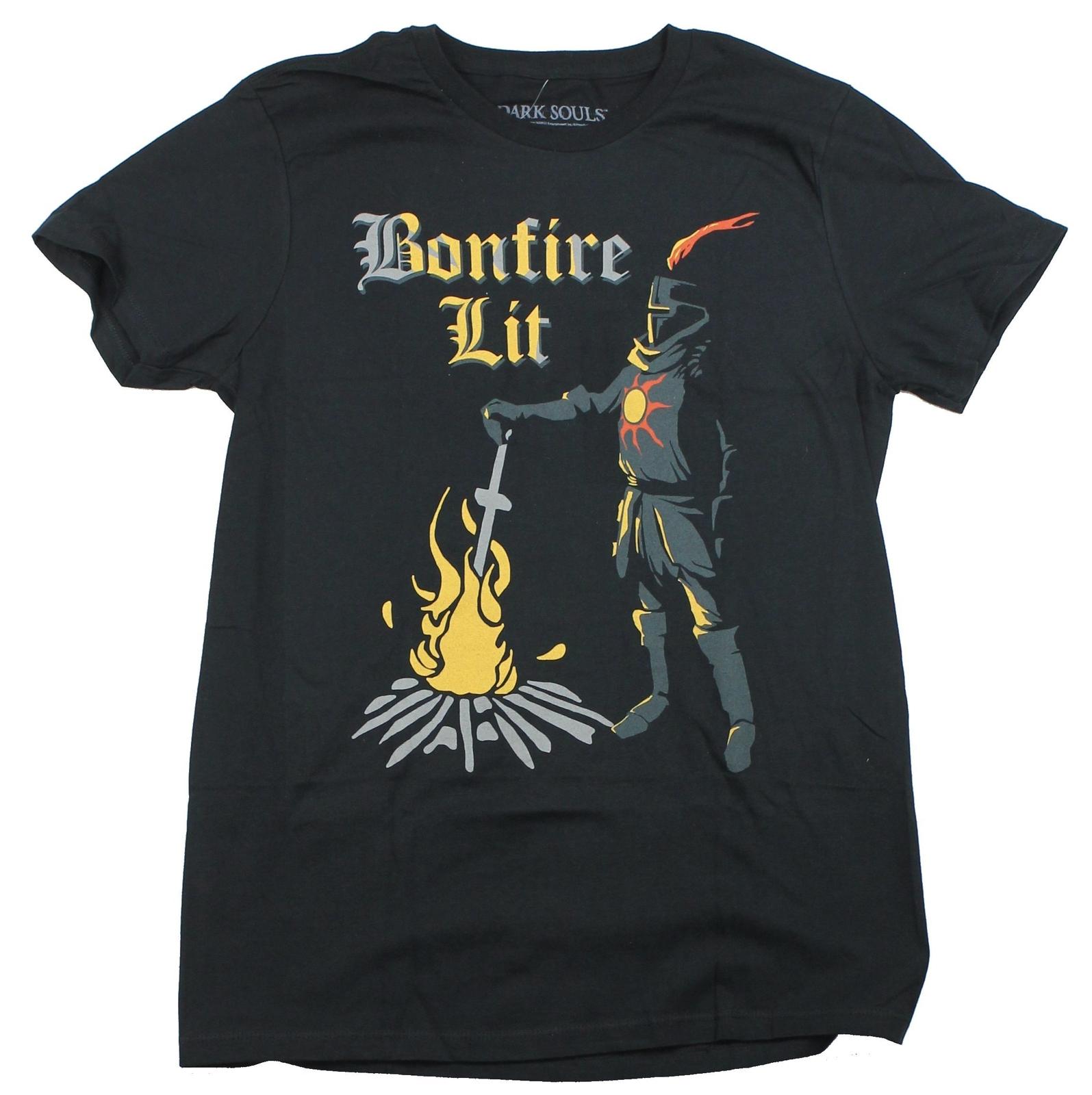 Dark Souls Mens T-shirt Bonfire Lit Knight Lighting Fire Image L