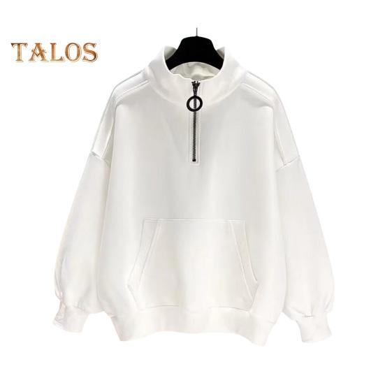 

Унисекс Осень Зима Толстовка Полумолния Полувысокий воротник Однотонный Свободный свитер Длинные рукава Эластичные манжеты и подол Спортивный школьный топ XXXL