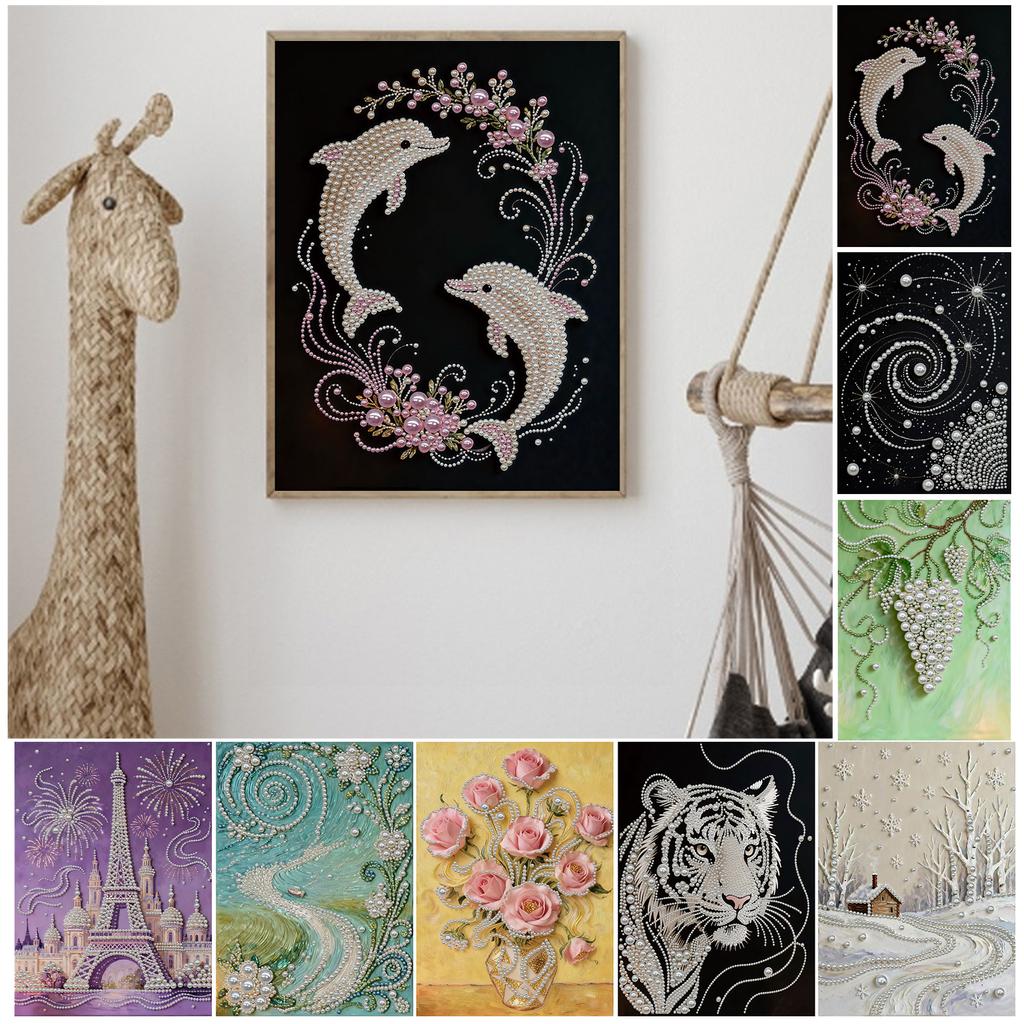 DIY Pearl Diamond Art Kits for Home Wall Decor Diamond Dots Paintings Picture Arts Craft With Frame 30x40cm