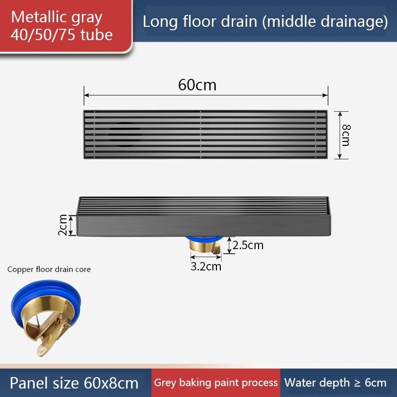 High Quality Bathroom Floor Drain 304 Stainless Steel Rectangular Drain Odor Prevention Shower Drainage Pipe