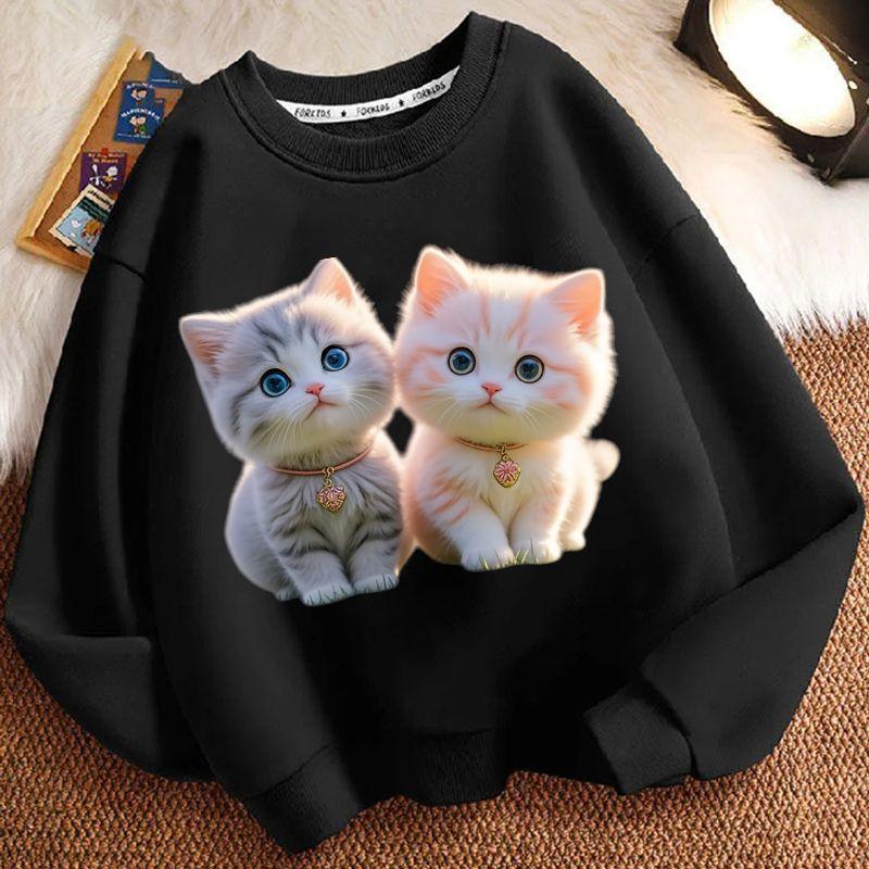 Cute Little Cat Hoodie for Children, Long-sleeved Loose Coat for Boys and Girls in Spring and Autumn