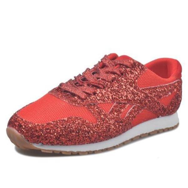 Deep Mouth Mesh Rubber Sneakers Mesh Sequin Lace Up Flat Heel Flat Round Toe Cross Strap  P420