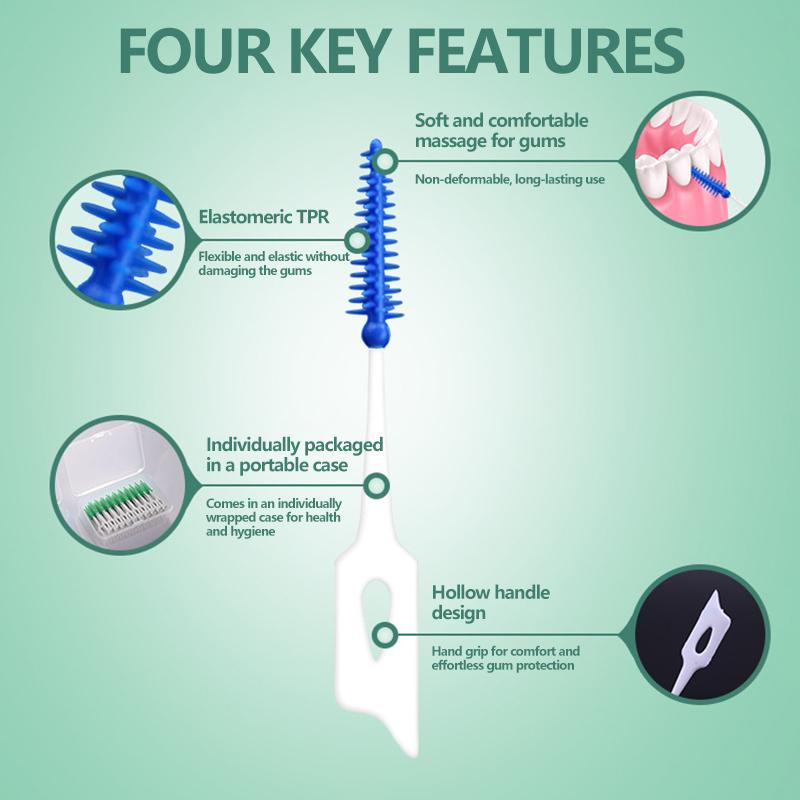 200Pcs Interdental Brushes Silicone Toothpicks Teeth Floss Oral Hygiene Teeth Cleaning Bristle Clean Between Teeth Toothbrush
